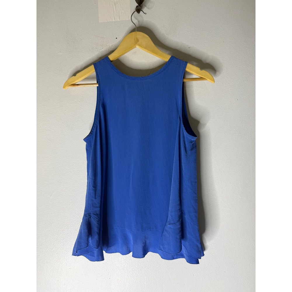 Madewell blue silk sleeveless‎ peplum hem tie back top size smal